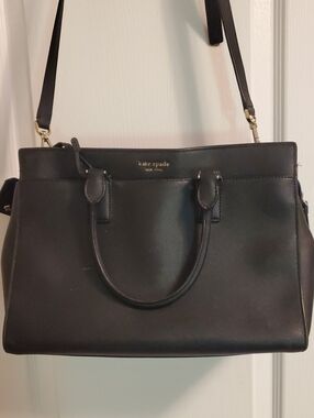 kate spade Black Leather Top-Handle Satchel with Shoulder Strap